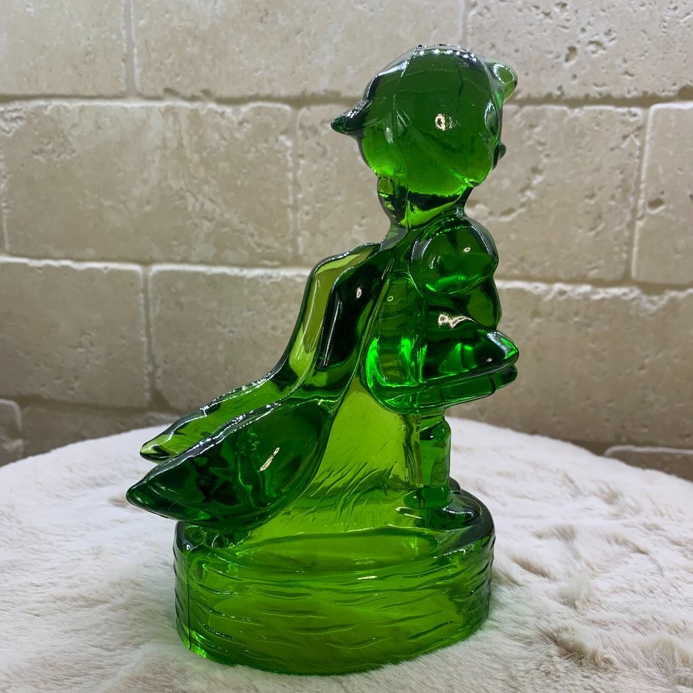 Hummel Glass Goose Girl Green Glass Figurine